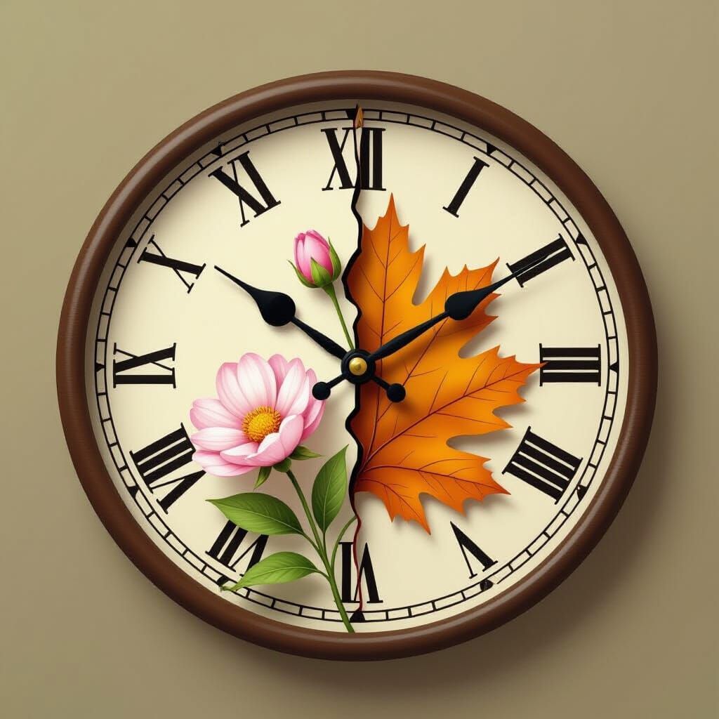 Symbolic Clock: Spring Bloom Meets Autumn Decay