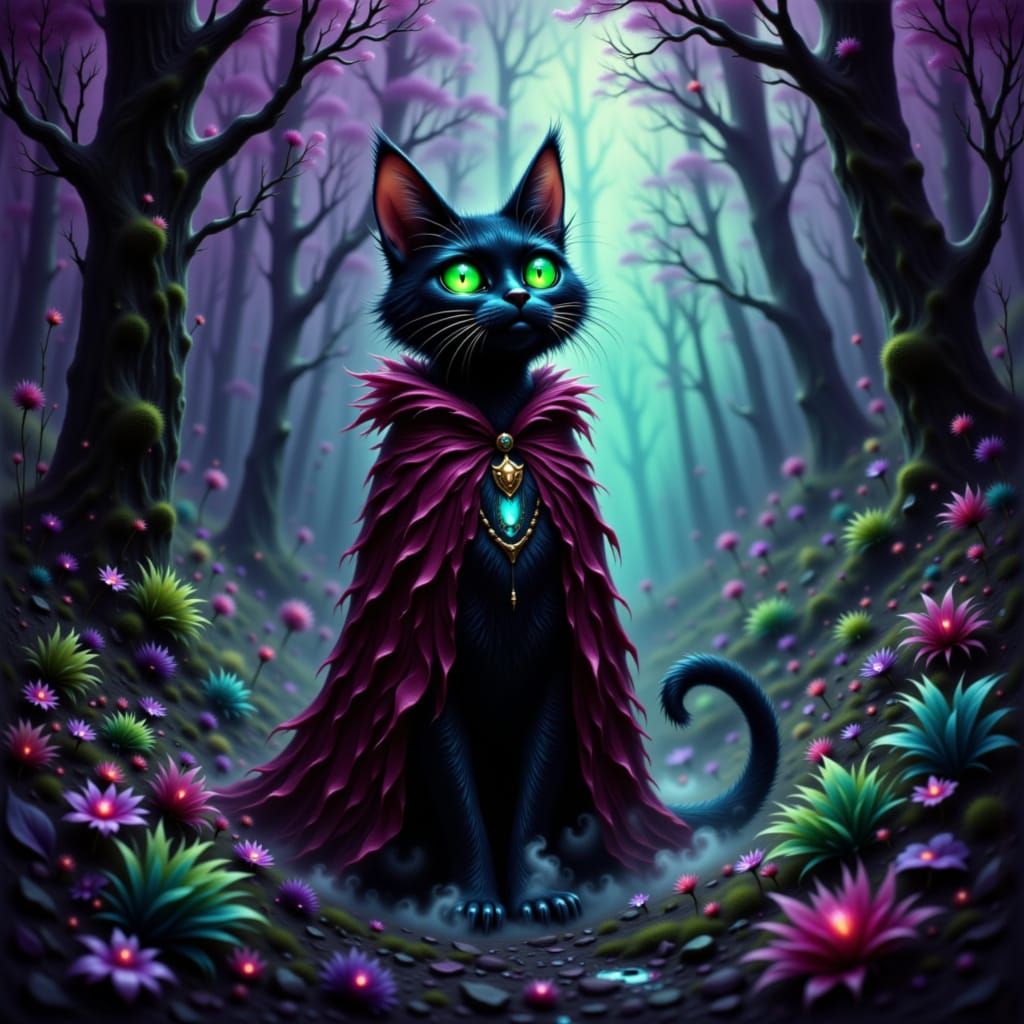 Enchanted Forest Cat in Tattered Cloak