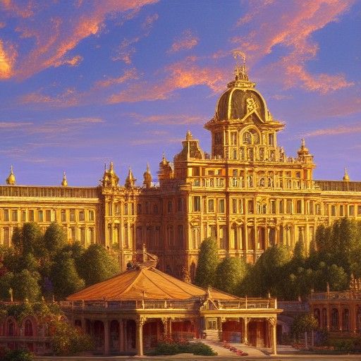 Art Nouveau Royal Palace in Golden Light