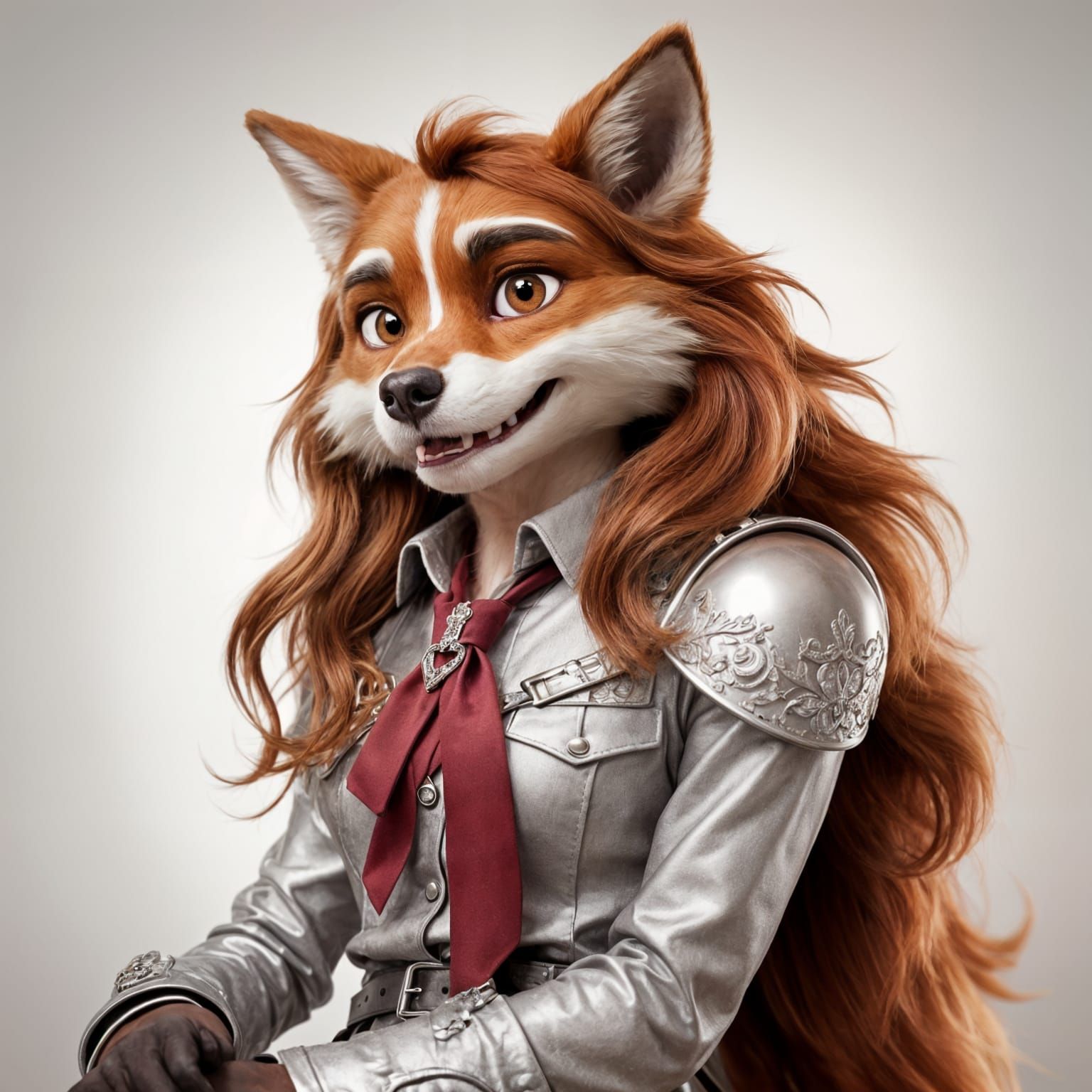 Cyberpunk Feline Admiral in Elegant Digital Illustration