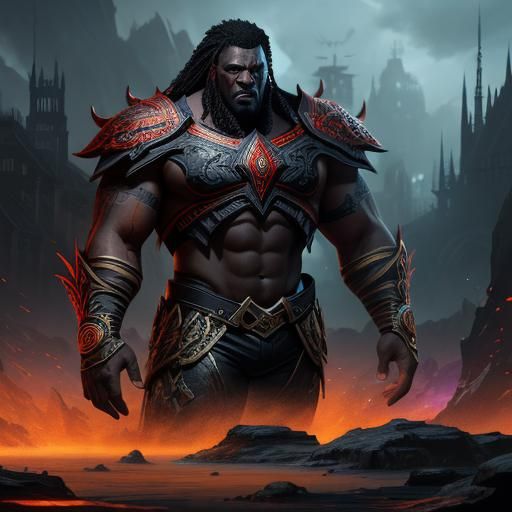 Detailed Black Pro Wrestler Concept Art