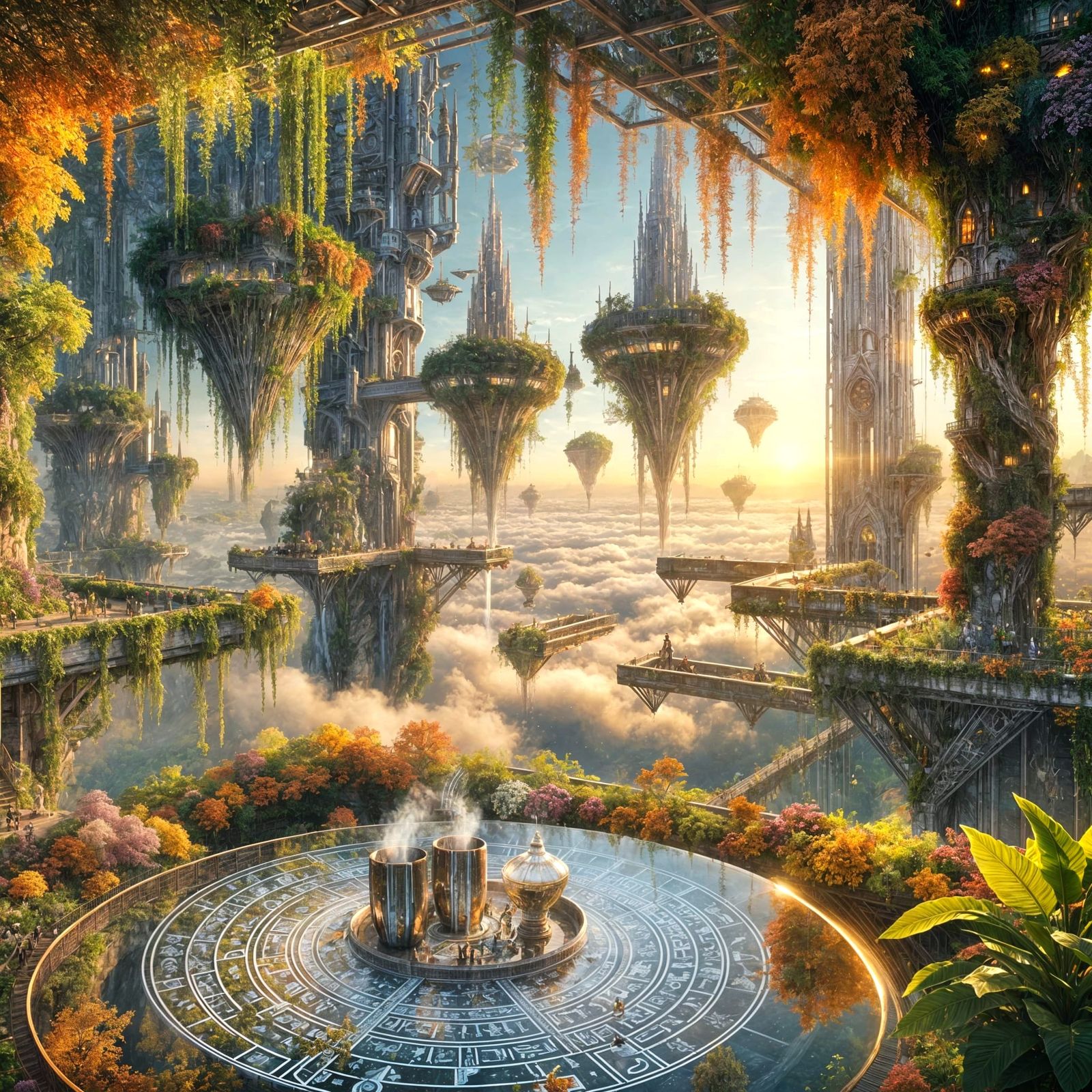 Surreal Sky-Garden Platform in Aetherion