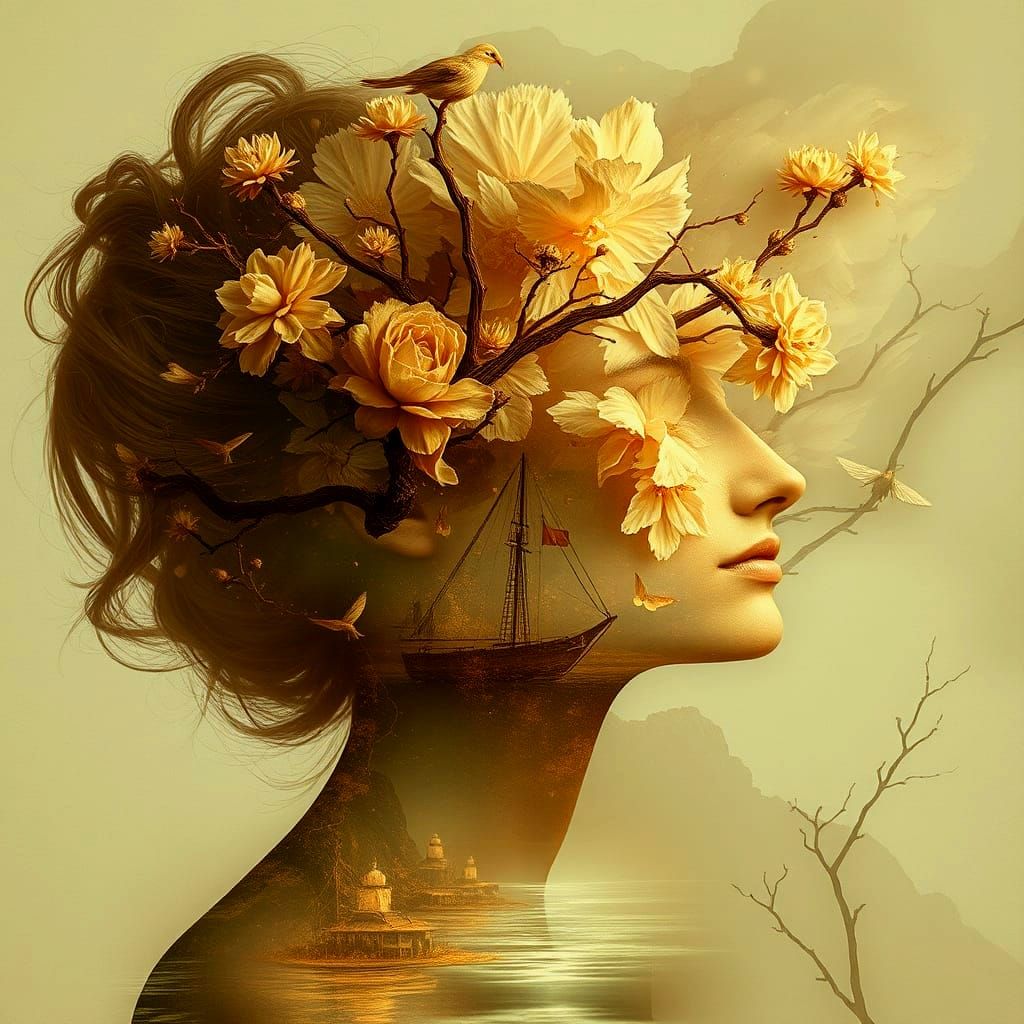 Surreal Sepia Dreamscape of Mind and Nature