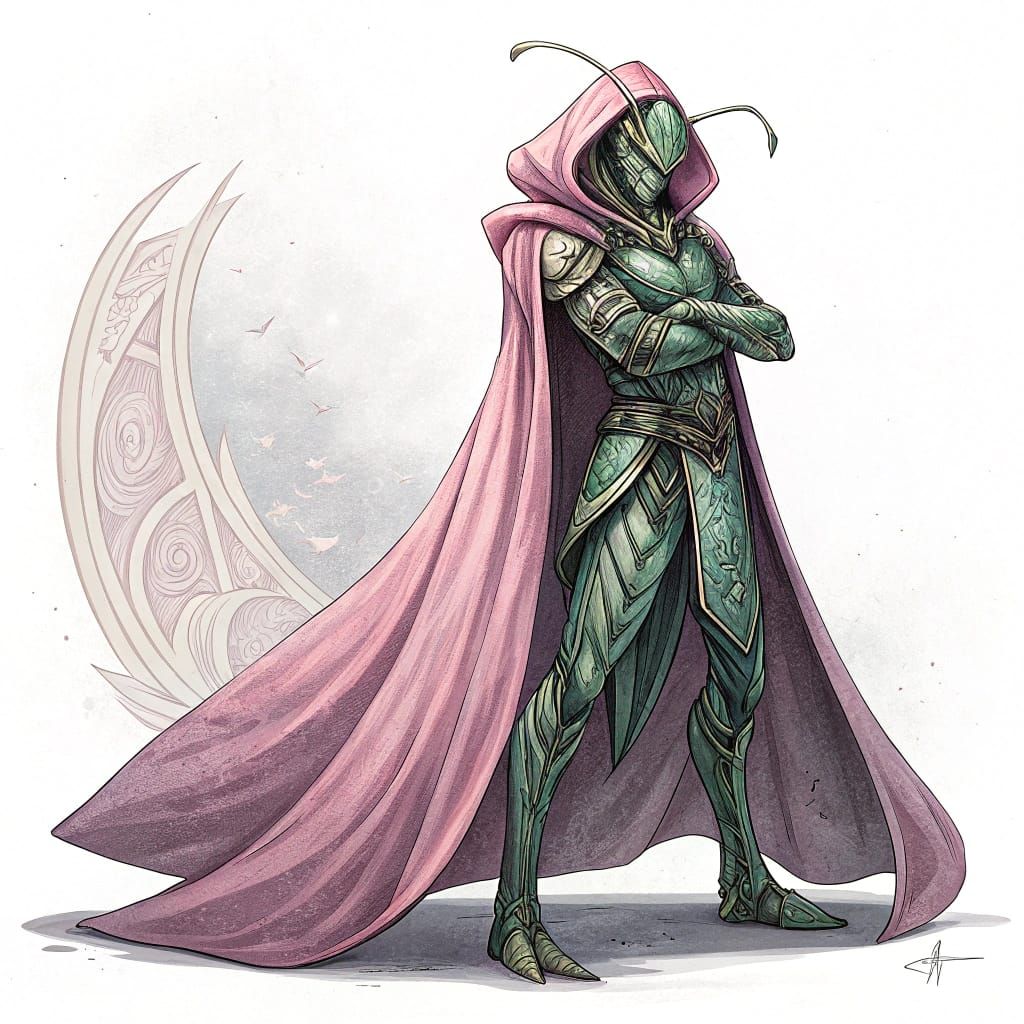 Mystical Praying Mantis Warrior in Ancient Armor
