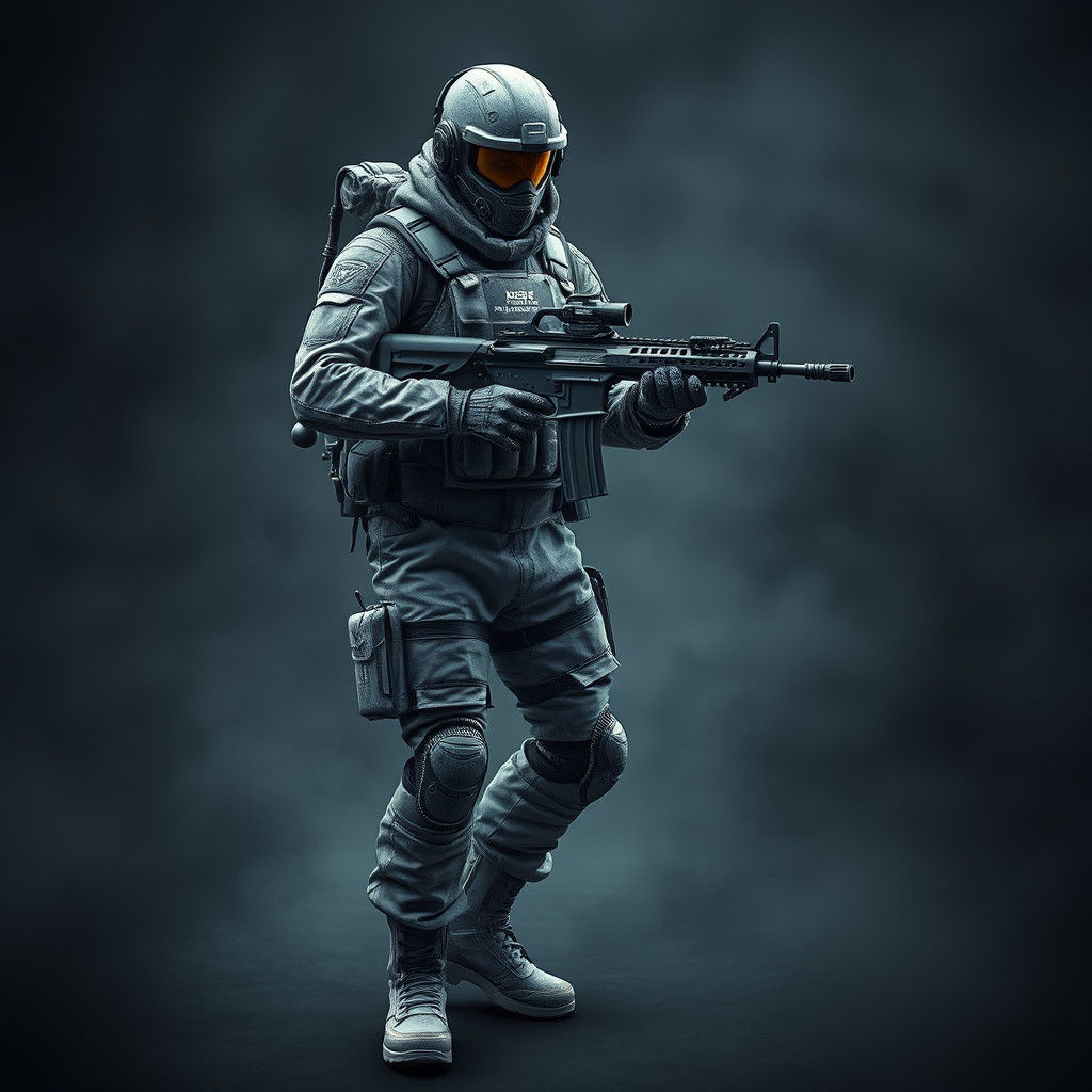 Gritty Photorealistic Soldier in Futuristic Armor