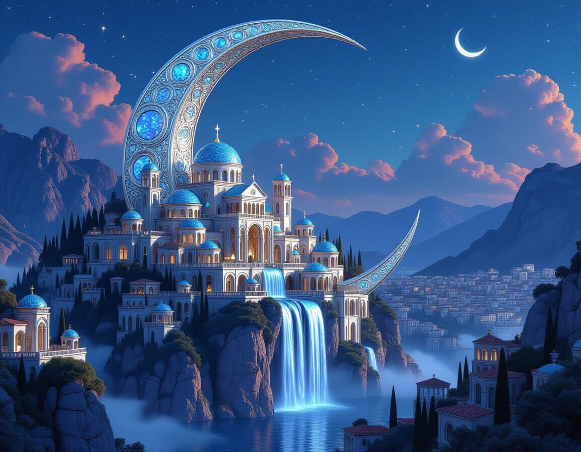 Moonlit Cascades of the Celestial Citadel