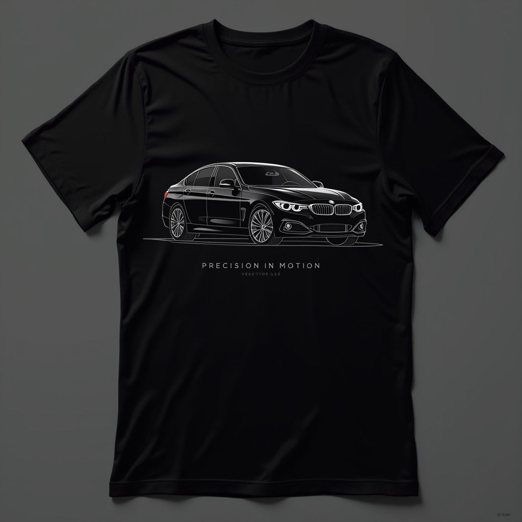Minimalist BMW 440i T-Shirt Design in Vector Art Style