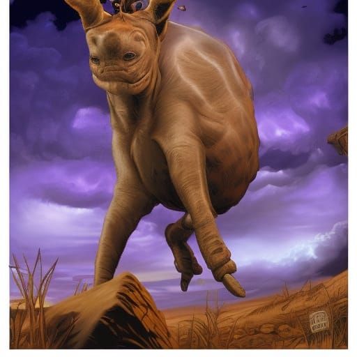 Rhino-Meerkat Hybrid Mutant in Comic Book Art