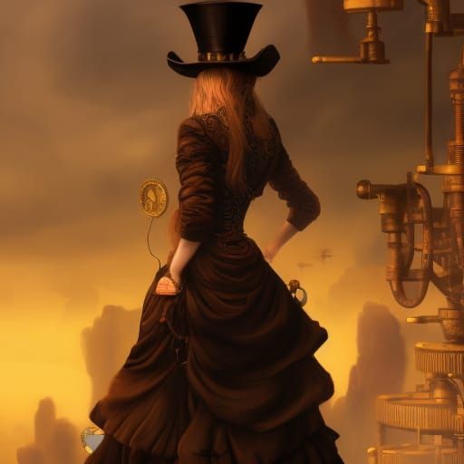 Steampunk Girl in Detailed Matte Painting