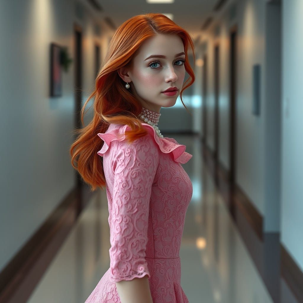 Irish Goddess in Pink Lace Gown