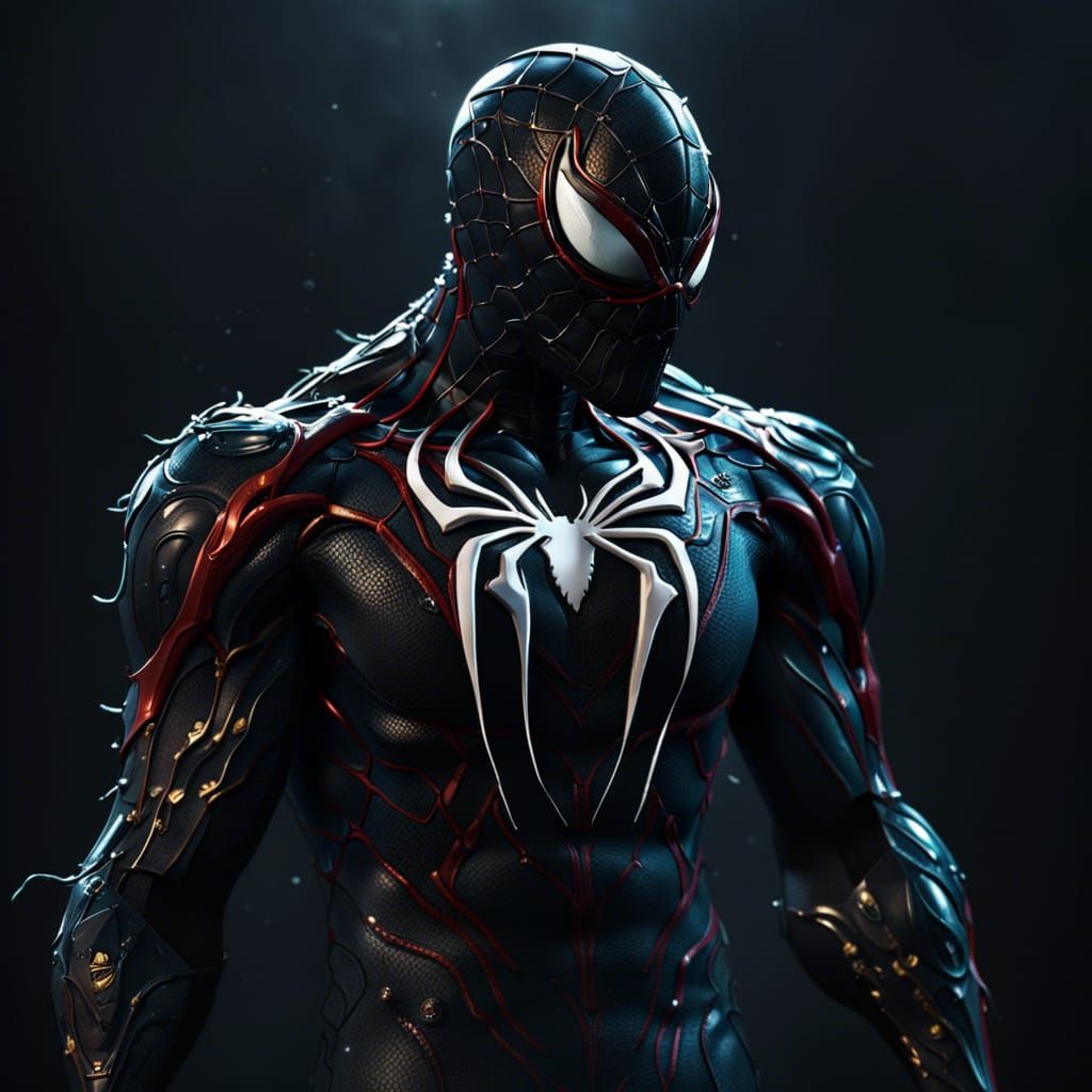 Venom Suit Spider-Man Detailed Digital Art
