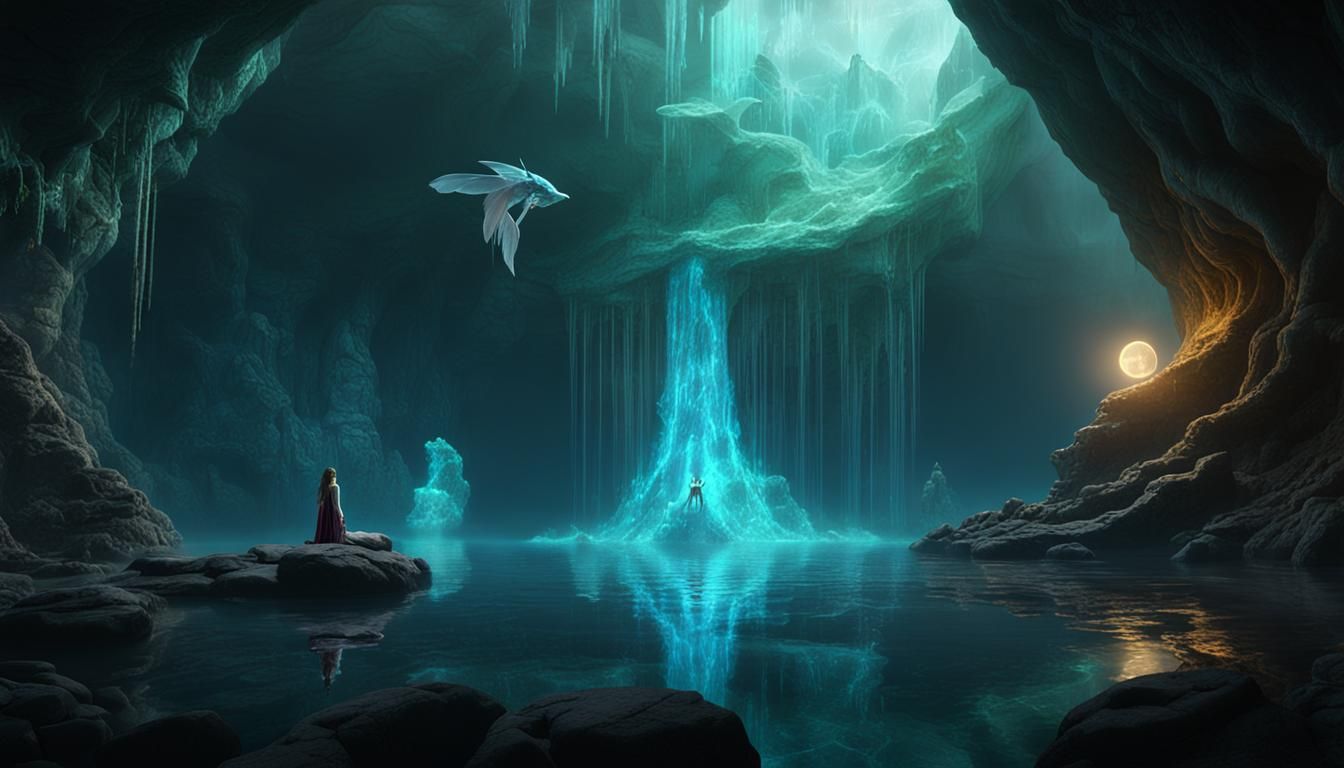 Glowing Portal and Water Fairy: Fantasy Concept Art
