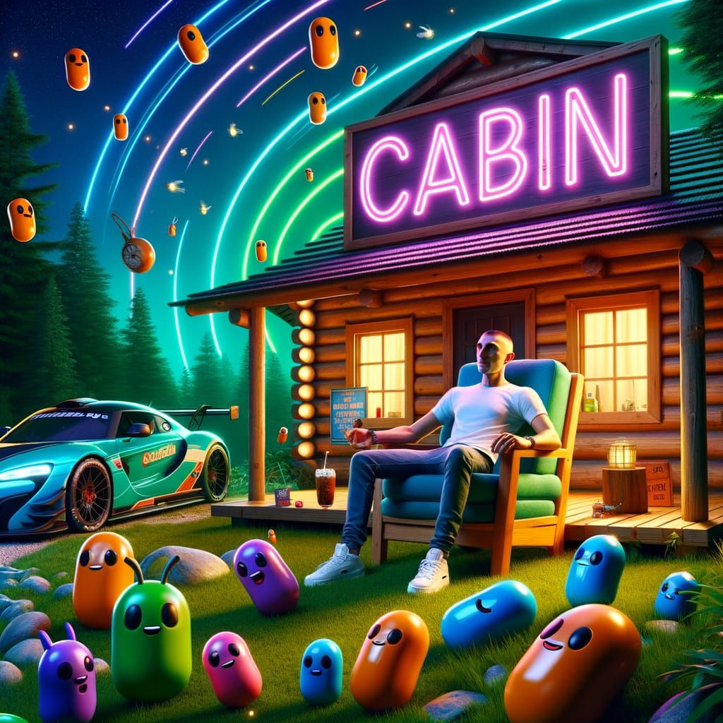 Sportsman's Cabin Retreat in Vibrant 3D Digital Art