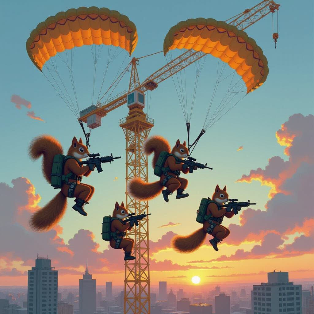 Tactical Squirrel Paratroopers Assault Tower Crane