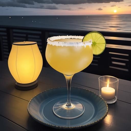 Hyperdetailed Margarita Charcoal Drawing at Sunset