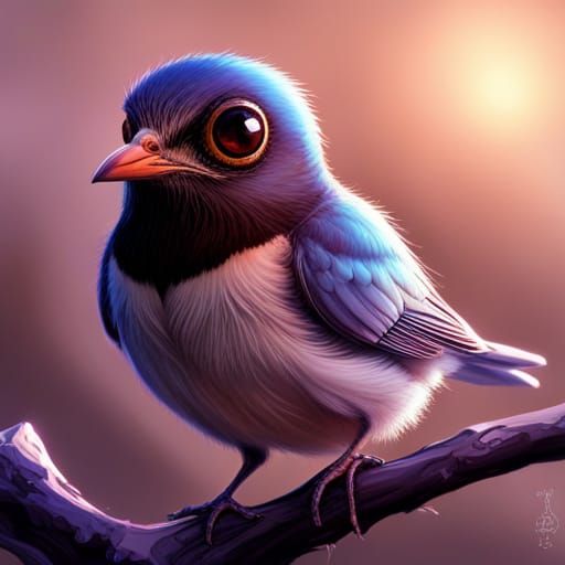 Adorable Depressed Bird with Asymmetrical Eyes