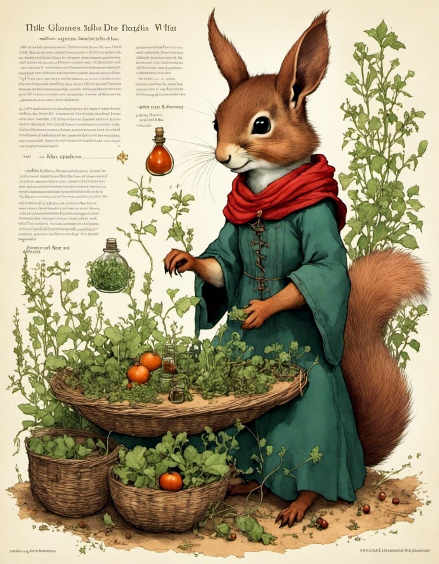 Cute Little Witch Learning About Herbs