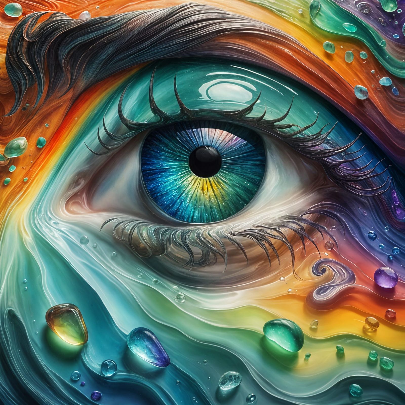 Mythical Creature of Rainbow Ocean Glass