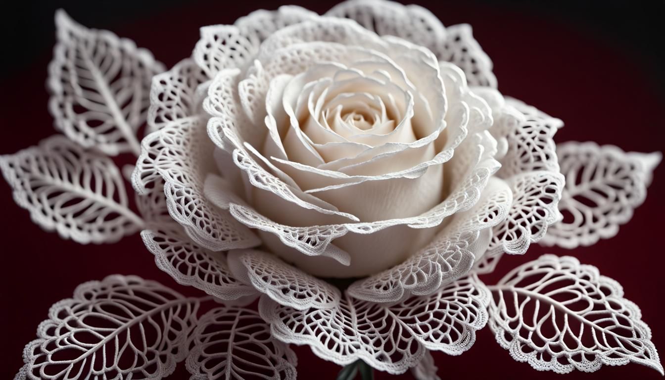 Intricate Lace Rose with Skull Pattern in 8K