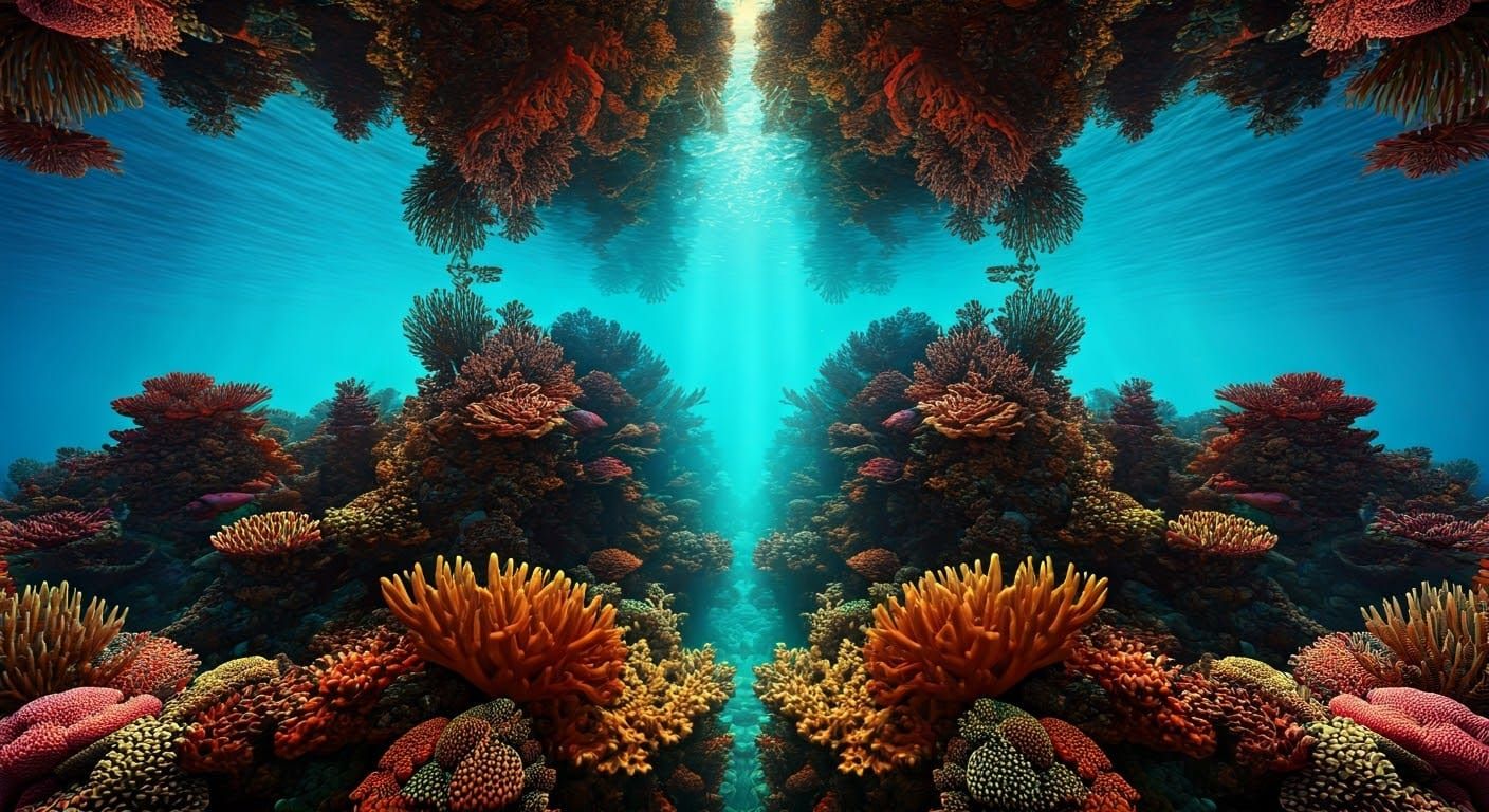 Kaleidoscopic Underwater World with Iridescent Corals