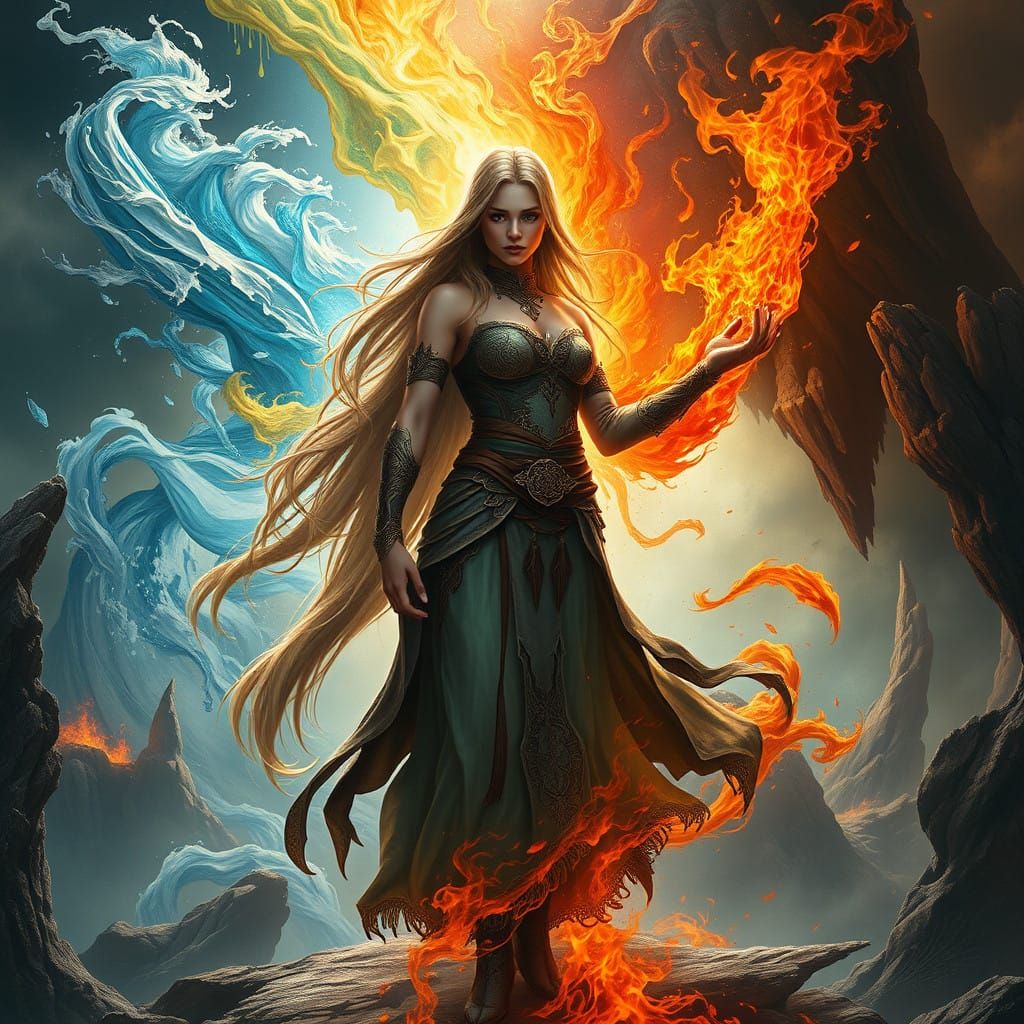 Surreal Fantasy Goddess in Harmony with Nature