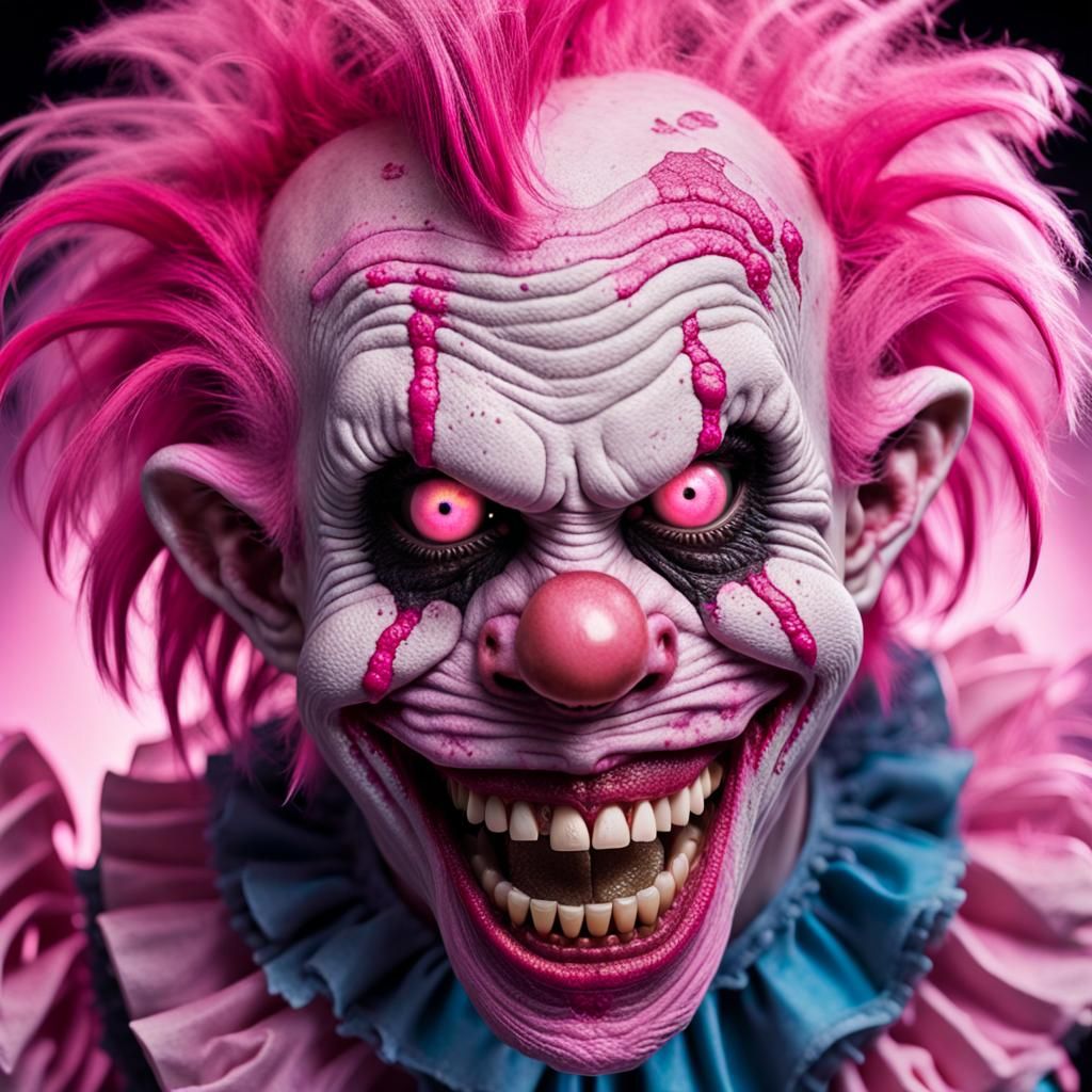 Surreal Pink Zombie Monkey Clown Portrait