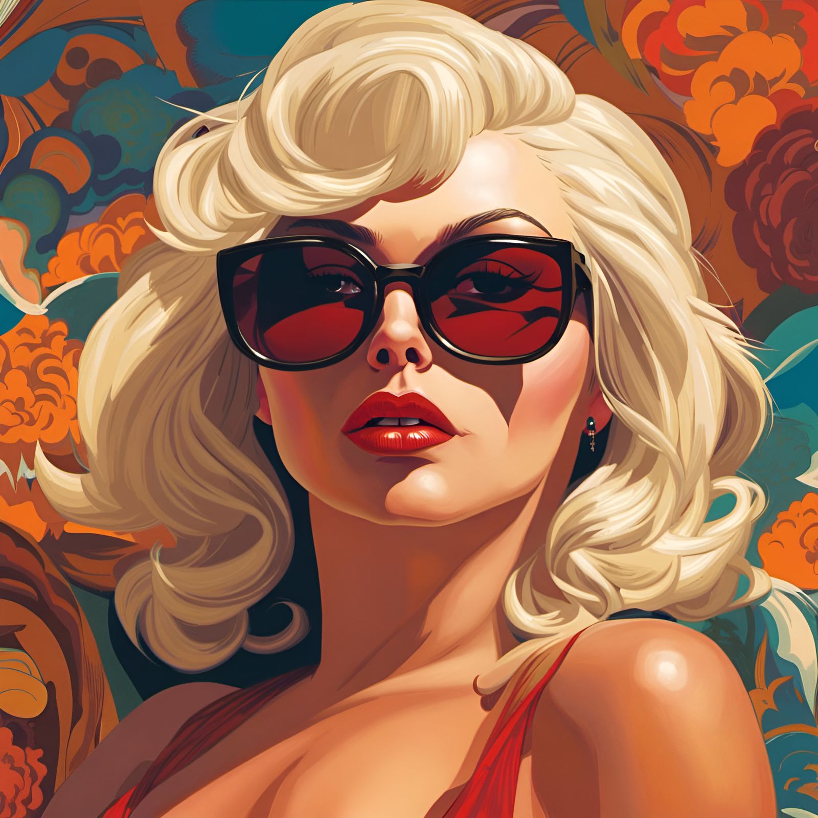 Classic Pin-Up Portrait in Mixed Media Style