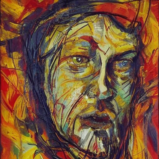 Vampire Surrounded by Music Notes in Expressionist Style