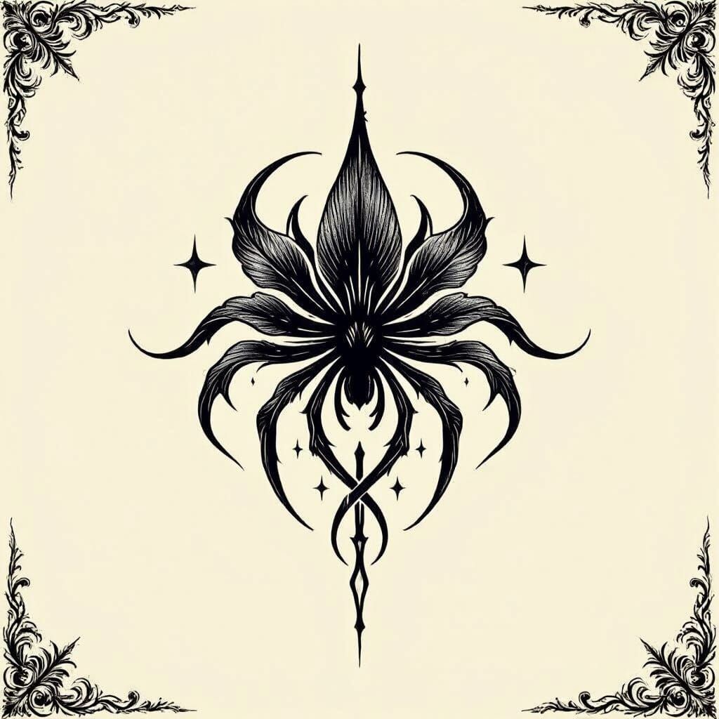 Cursed Sigil and Spider Lily Gothic Logo Design