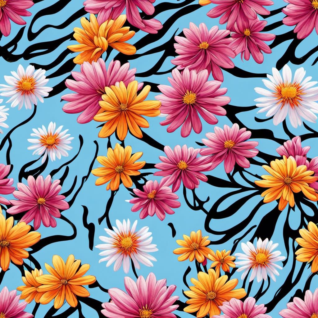 Vibrant Floral Explosion in Whimsical Style