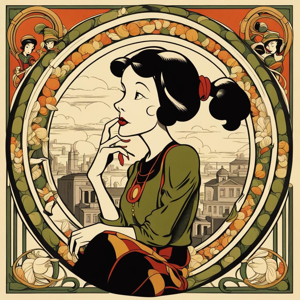 Olive Oyl in Surreal Art Nouveau Style