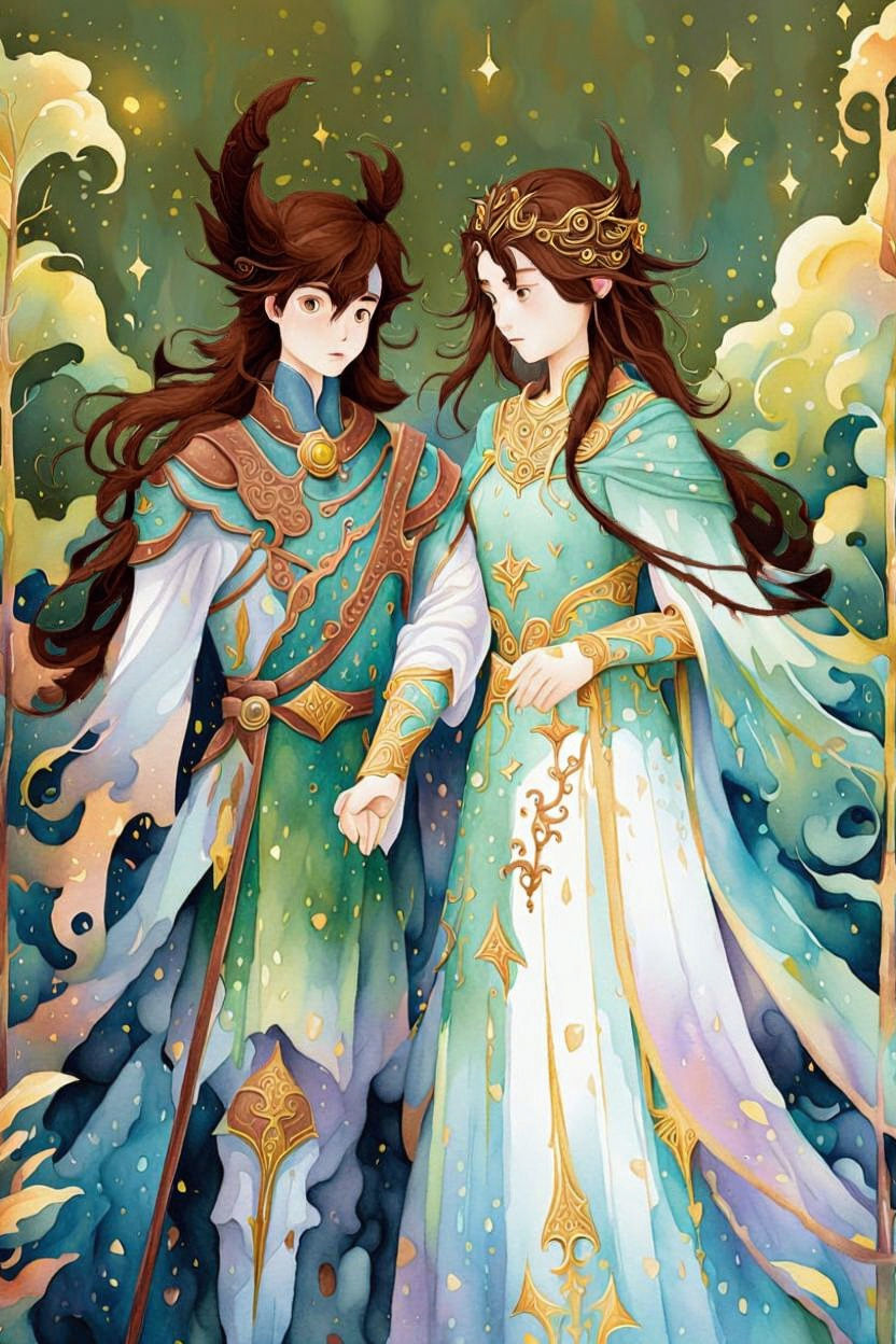 Link and Zelda: A Watercolor Fantasy