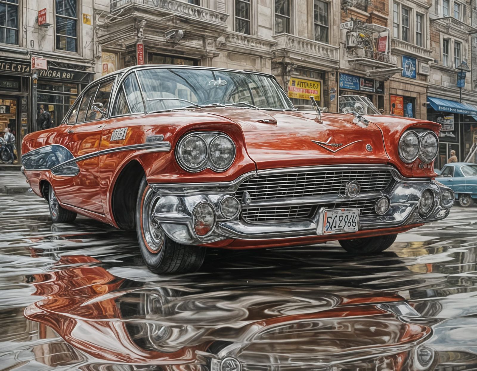 Hyperreal Car Painting in Chuck Close Style