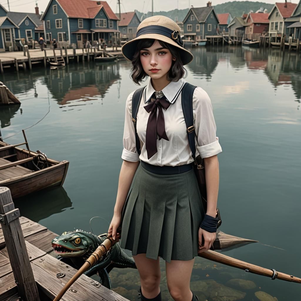 1920s Girl with Lovecraftian Monster