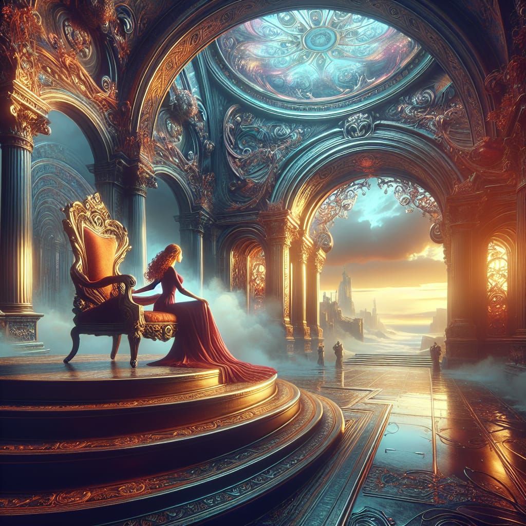 Fantasy Matte Painting of Woman in Chair