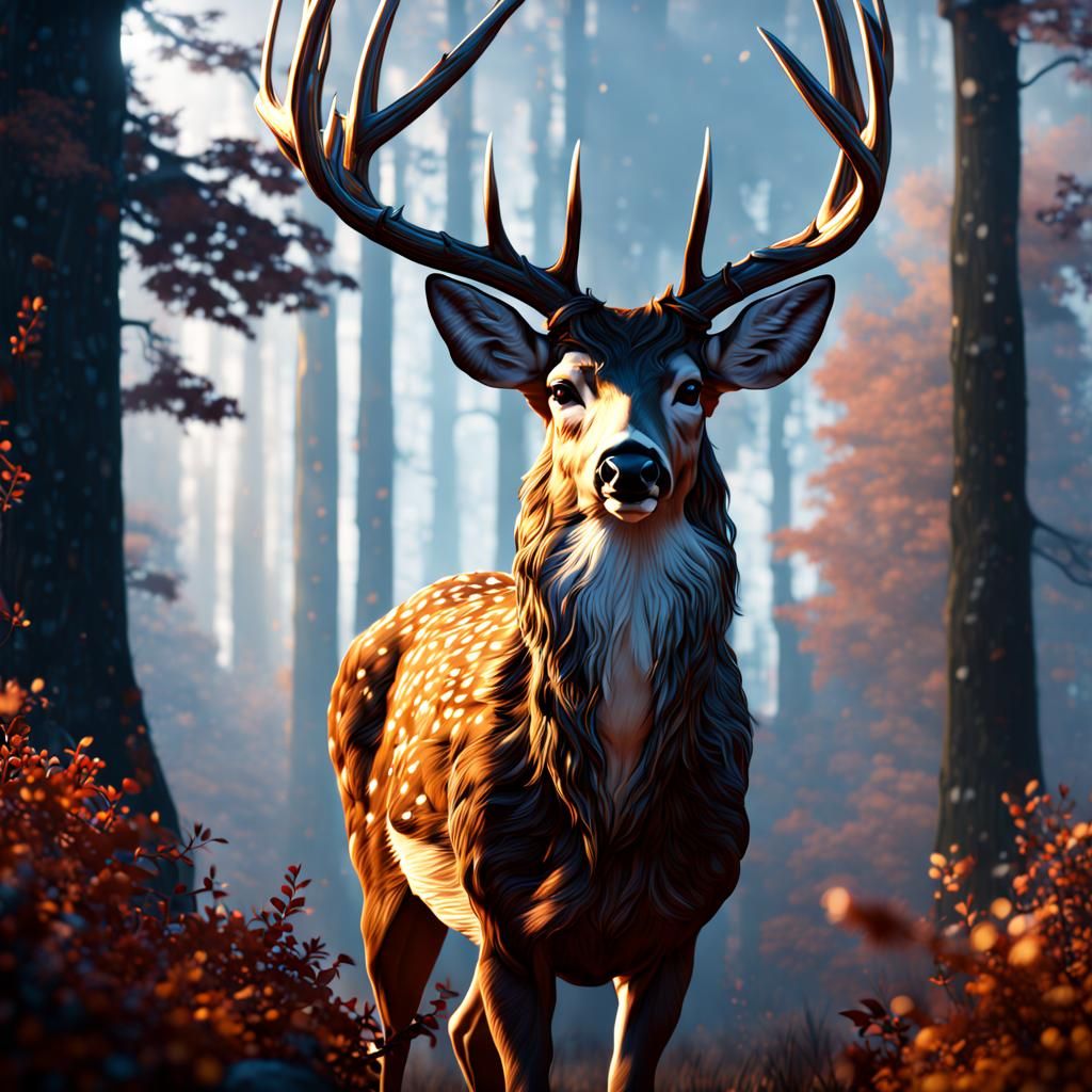 Fantastical Whitetail Deer Matte Painting