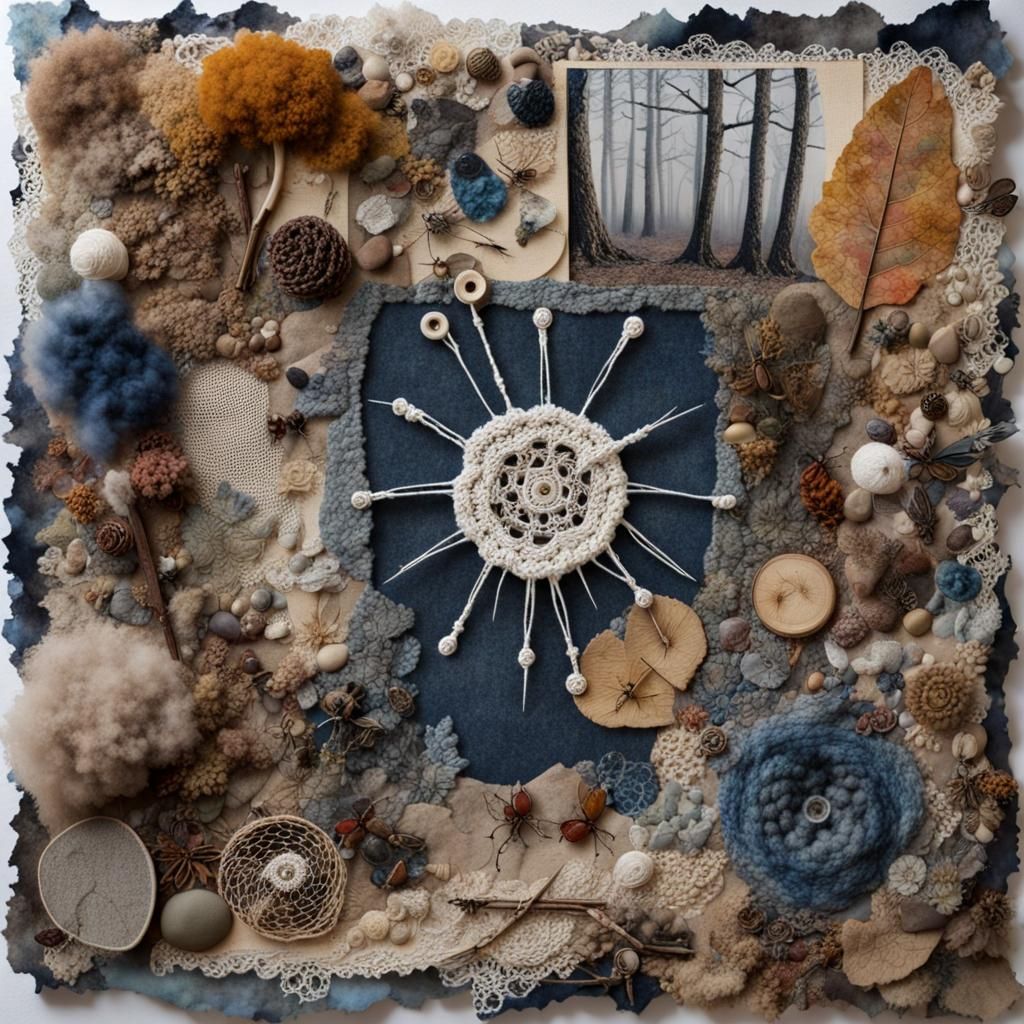 Dynamic Forest Collage with Mixed Media Elements