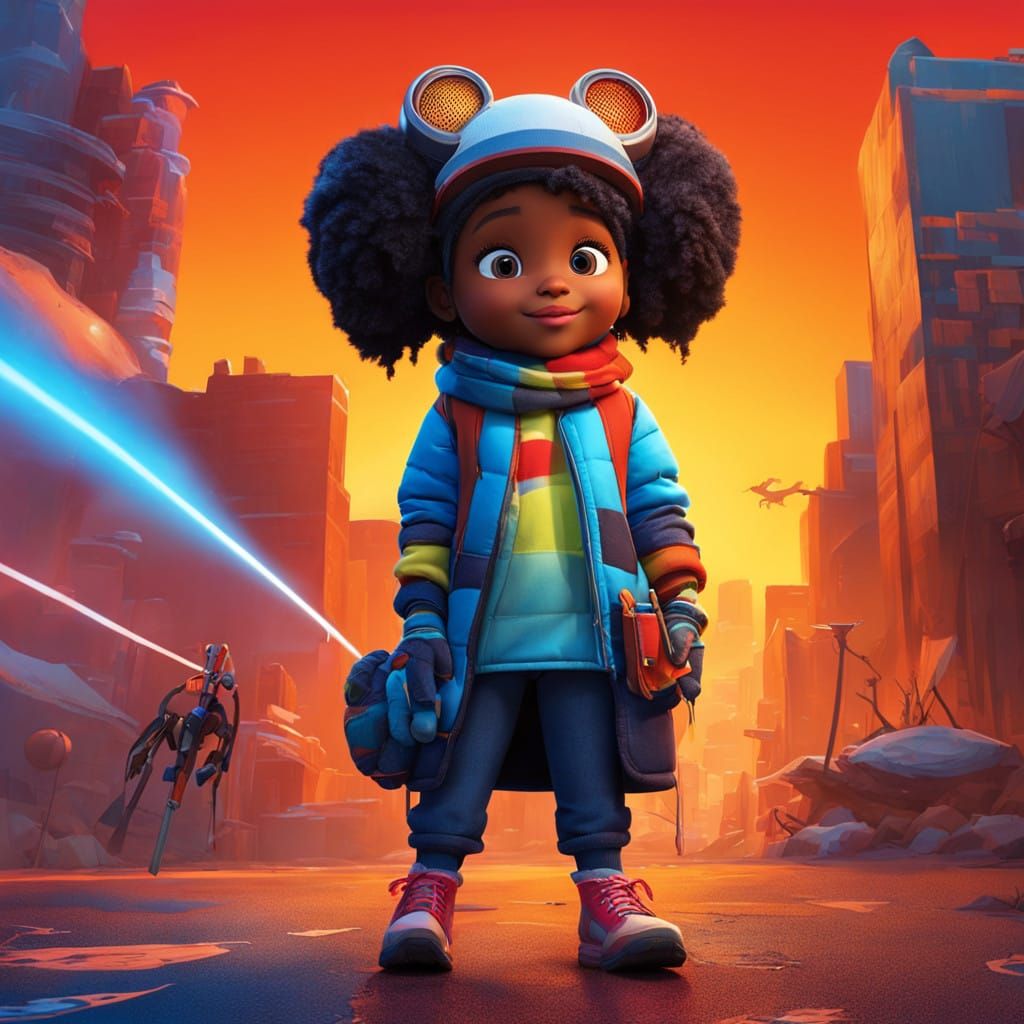 Chubby Black Girl Stands Out in Vibrant Winter Outfit Agains...