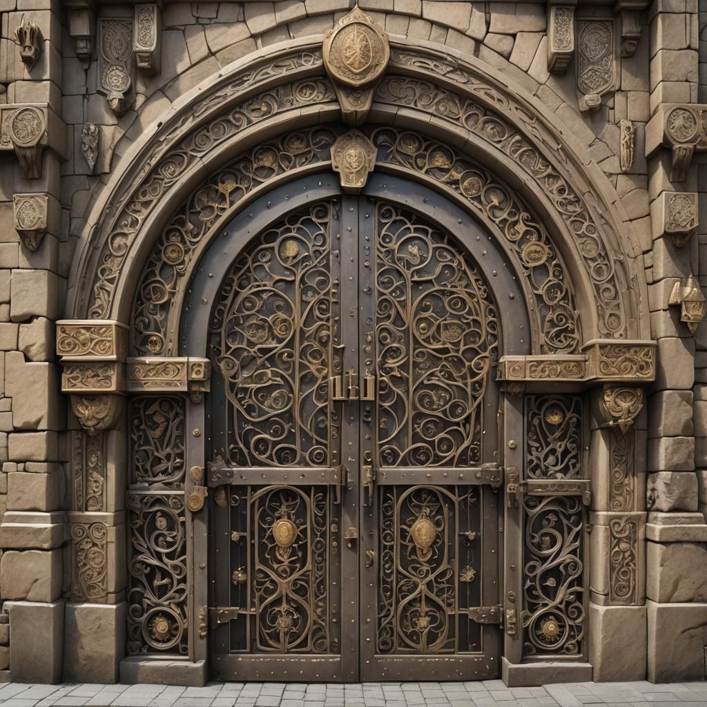 Dwarven City Gates with Art Deco Details