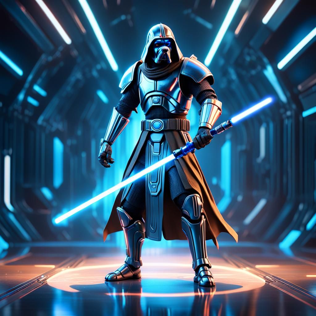 Bloodhound Jedi Warrior with Lightsaber in 3D Style