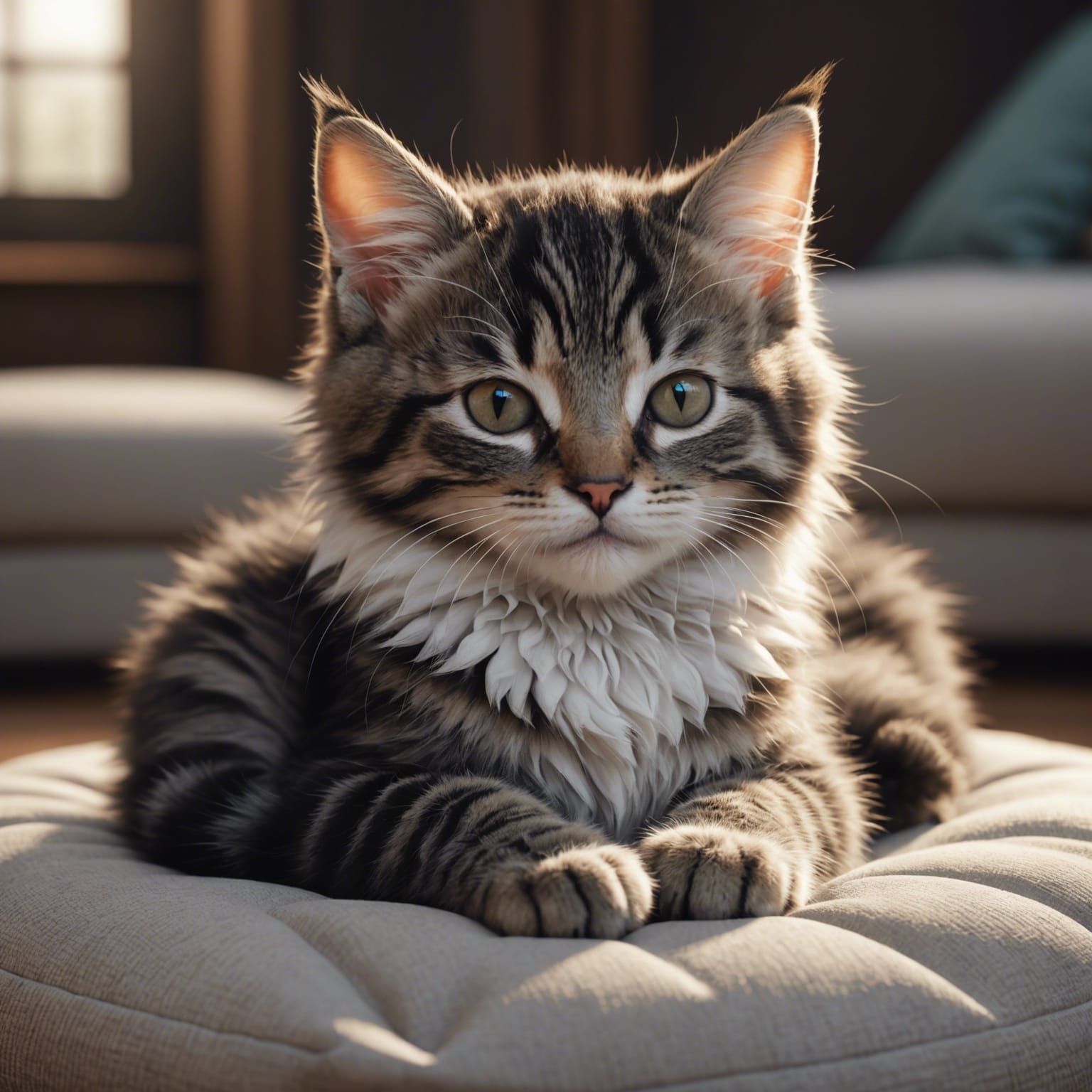 Cute Kitten Sleeping: Hyper-Realistic 3D Anime Art