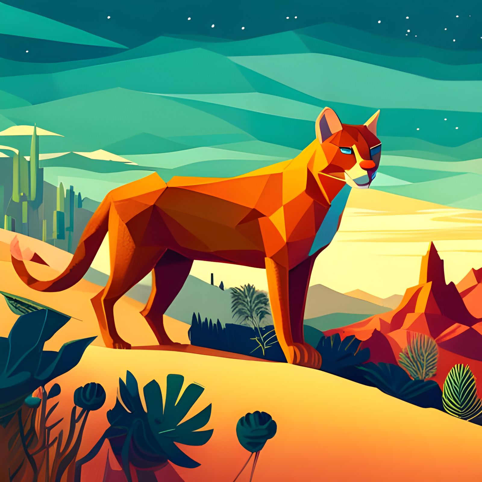 Desert Mountain Lion in Cel-Shaded 3D