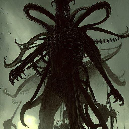 Candyman vs Xenomorphs in Horror Style