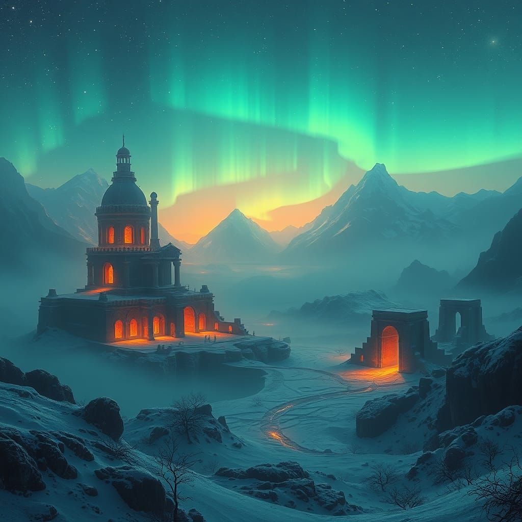 Mystical Hyperborean Landscape Inspired by Surrealism