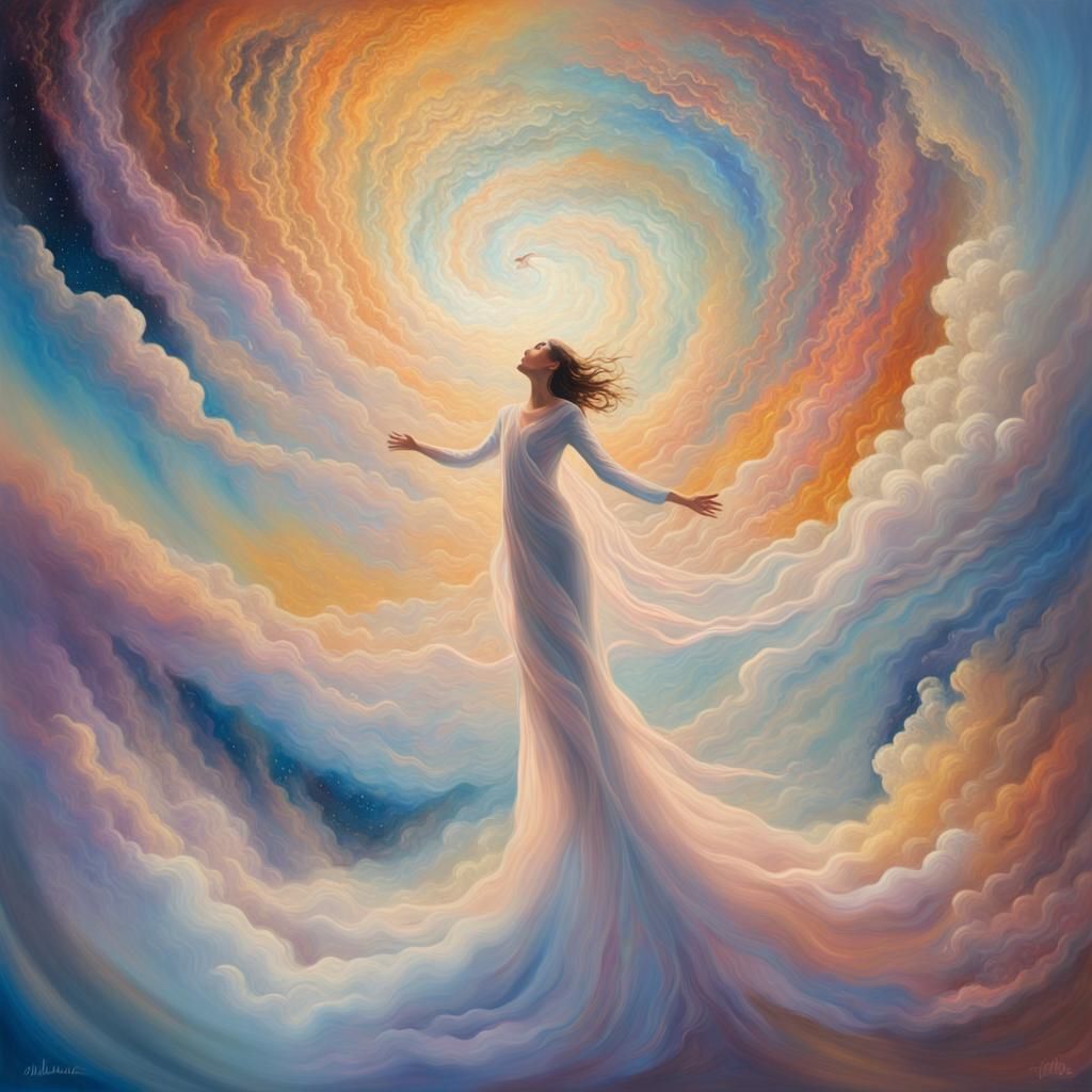 Ethereal Dreamscape: An Oil Painting in Triadic Colors