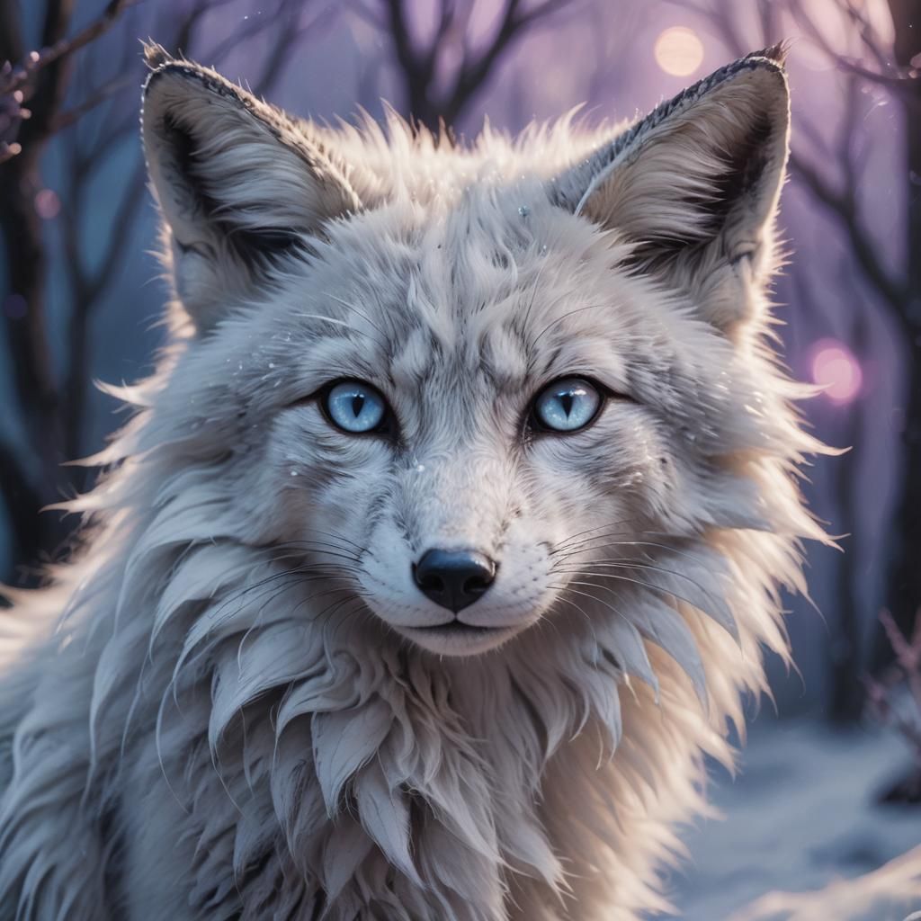 Ethereal Fox Portrait in Fantasy Landscape