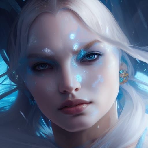 Ice Queen Portrait in Hyperdetailed Digital Art