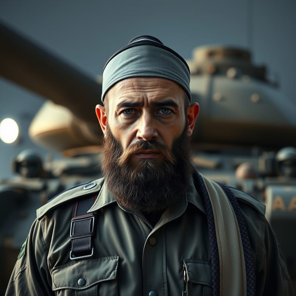 Haredi Soldier: Faith and Strength in Dramatic Lighting