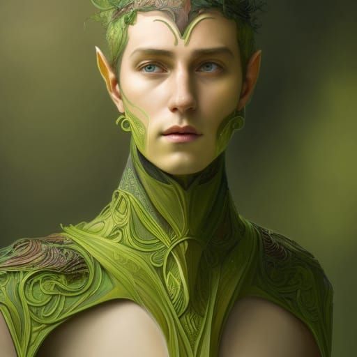Art Nouveau Elven Armor Portrait