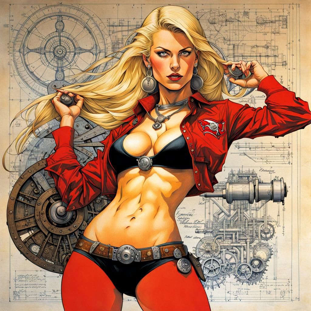 Bucs Bikini Babe: Vibrant Naturalist Pin-Up Art